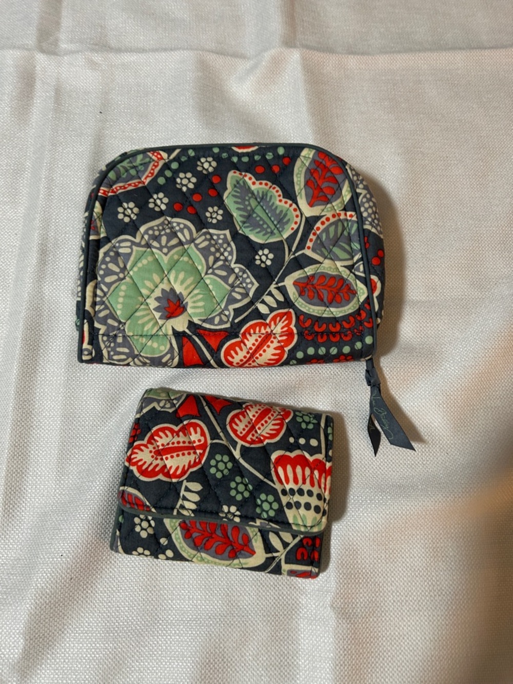 Vera Bradley Floral Quilted travel pouch and Matching Wallet